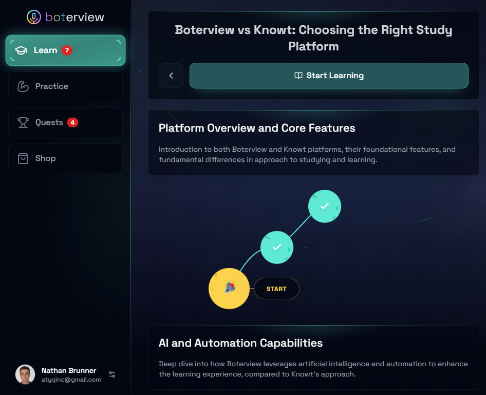 Boterview's learning UI