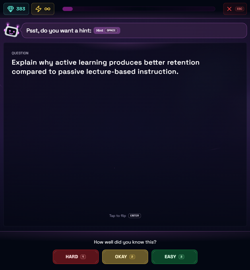 boterview flashcard: example