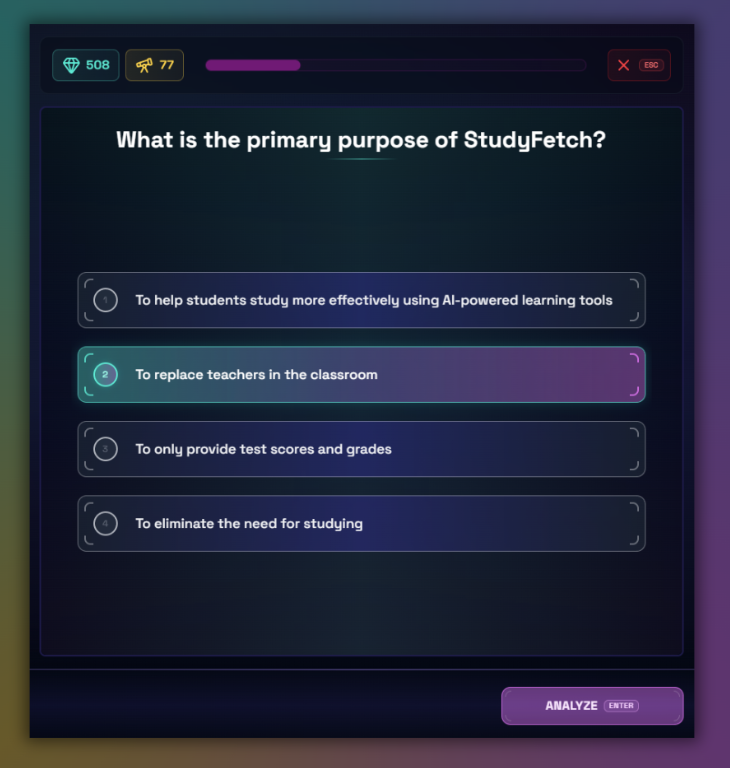 Example of an MCQ from boterview