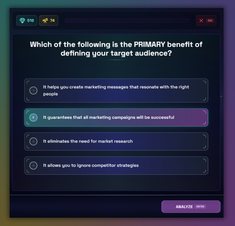 Example of multiple choice questions, boterview