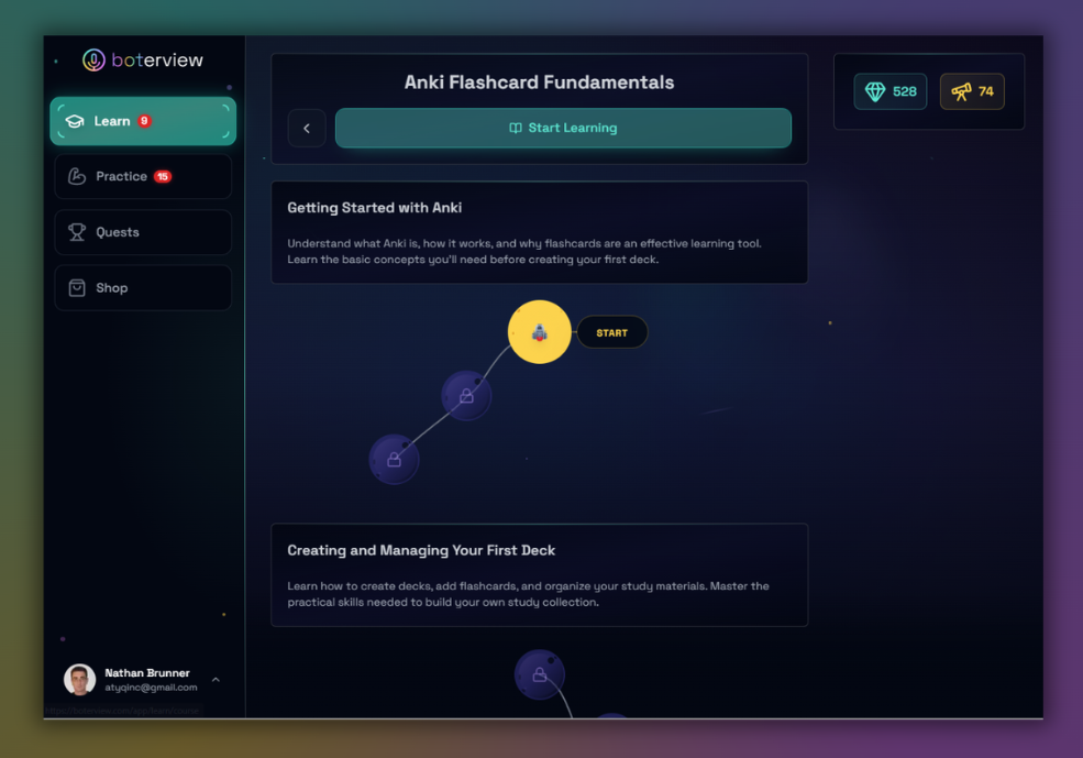Boterview's UI is better than Anki's UI
