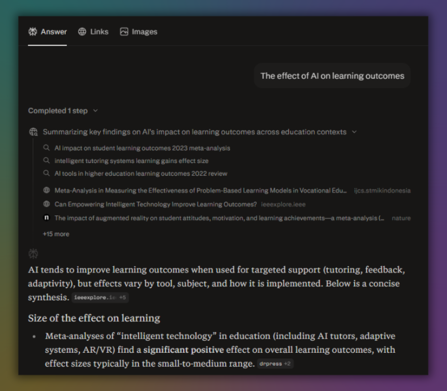 Perplexity is a great AI tool for research purposes