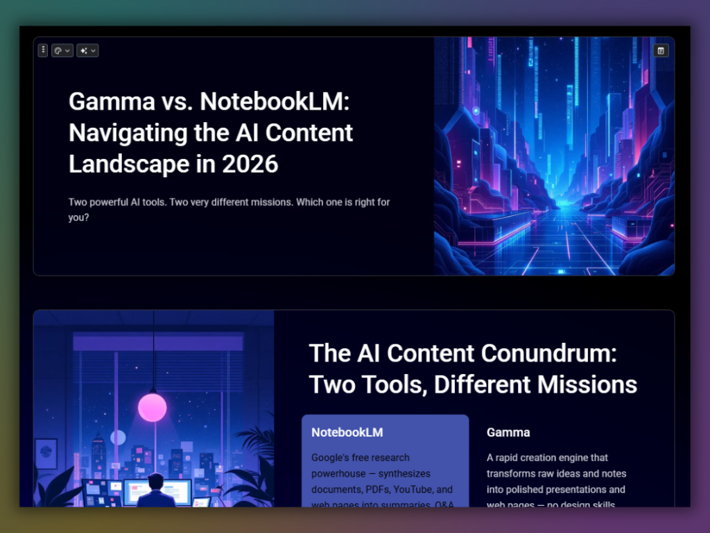 Example of presentation created by Gamma