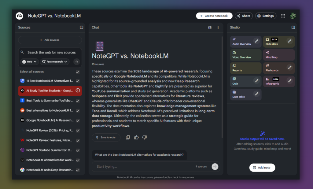 NotebookLM vs NoteGPT