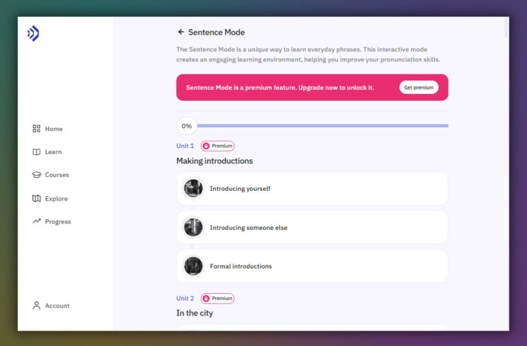 Talkpal's sentence mode
